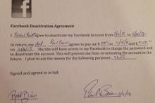 قراردادی 200 دلار برای خروج پنج ماهه از فیس بوک!