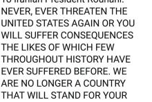 چرا ترامپ تهدید خود علیه ایران را با حروف بزرگ توییت کرد!؟ 