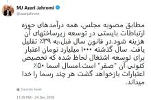 تخصیص کنونی اعتبار ۱۰۰۰ میلیارد تومانی سال گذشته برای توسعه‌ی اشتغال در حوزه‌ی ارتباطات، "صفر" است!