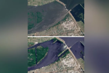 تصاویر جدید ماهواره‌ای؛ خسارات ناشی از جاری شدن سیل در پی تخریب سد کاخوفکا در اوکراین