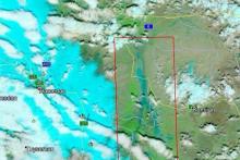 به استناد تصاویر ماهواره‌ای؛ سیل در شرق شهر همدان، بین کبودرآهنگ تا خنداب در حال وقوع است