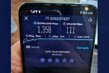 تست سرعت ۱۳۵۸ مگابیتی شبکه‌ی 5G ایرانسل در امیرآباد تهران