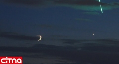 عکس شگفت‌انگیز از یک سنگ آسمانی سبزرنگ، کنار ماه و ناهید