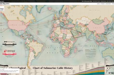 نحوه‎ی اتصال اینترنتی قاره‎های دنیا با 244 کابل را ببینید