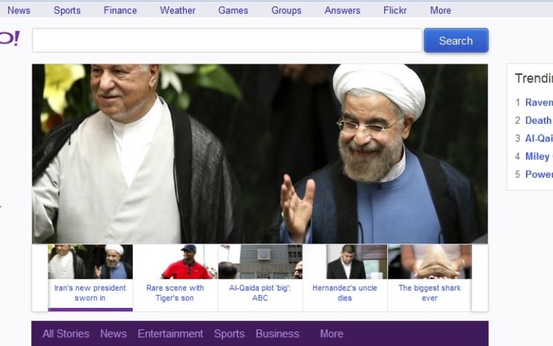 تصویر روحانی و هاشمی بر صفحه‎ی اصلی Yahoo