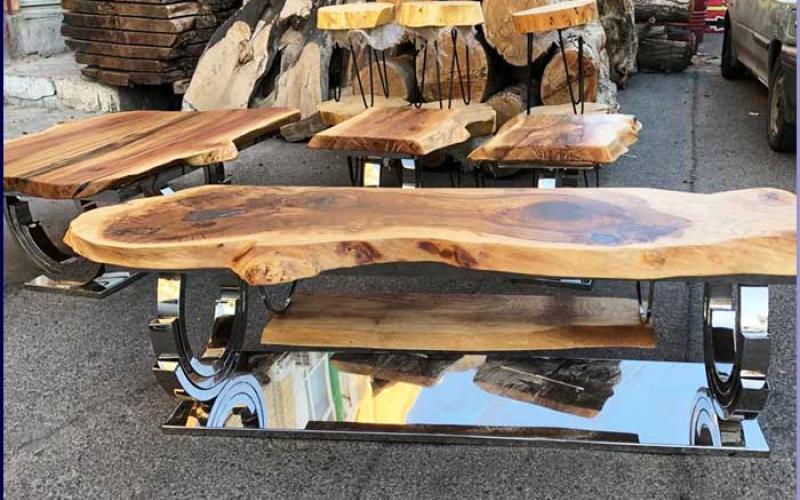 دکوراسیونی جذاب و مدرن با سه مدل میز چوبی روستیک تنه درختی
