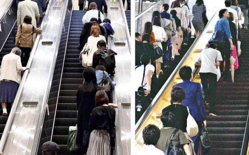 پیشنهاد جالب ژاپنی‌ها برای منع راه رفتن روی پله برقی