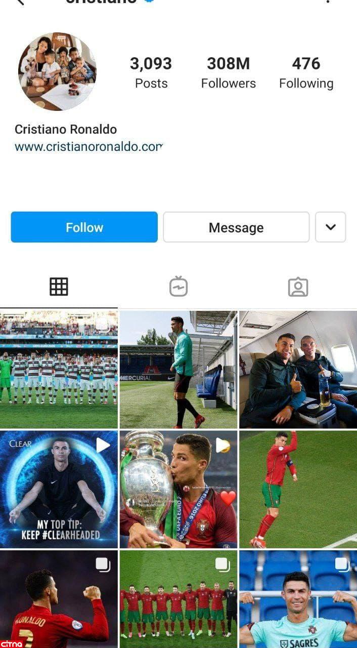 درآمدزایی عجیب رونالدو در فضای مجازی؛ هر پست تبلیغاتی 1.200 میلیون پوند!